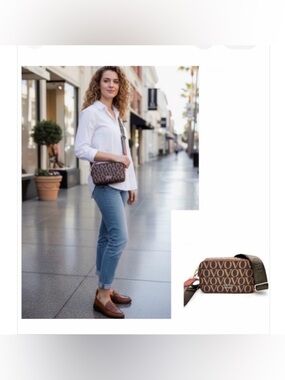 Valentino Orlandi Brown Logo Crossbody Bag with removable strap NWT